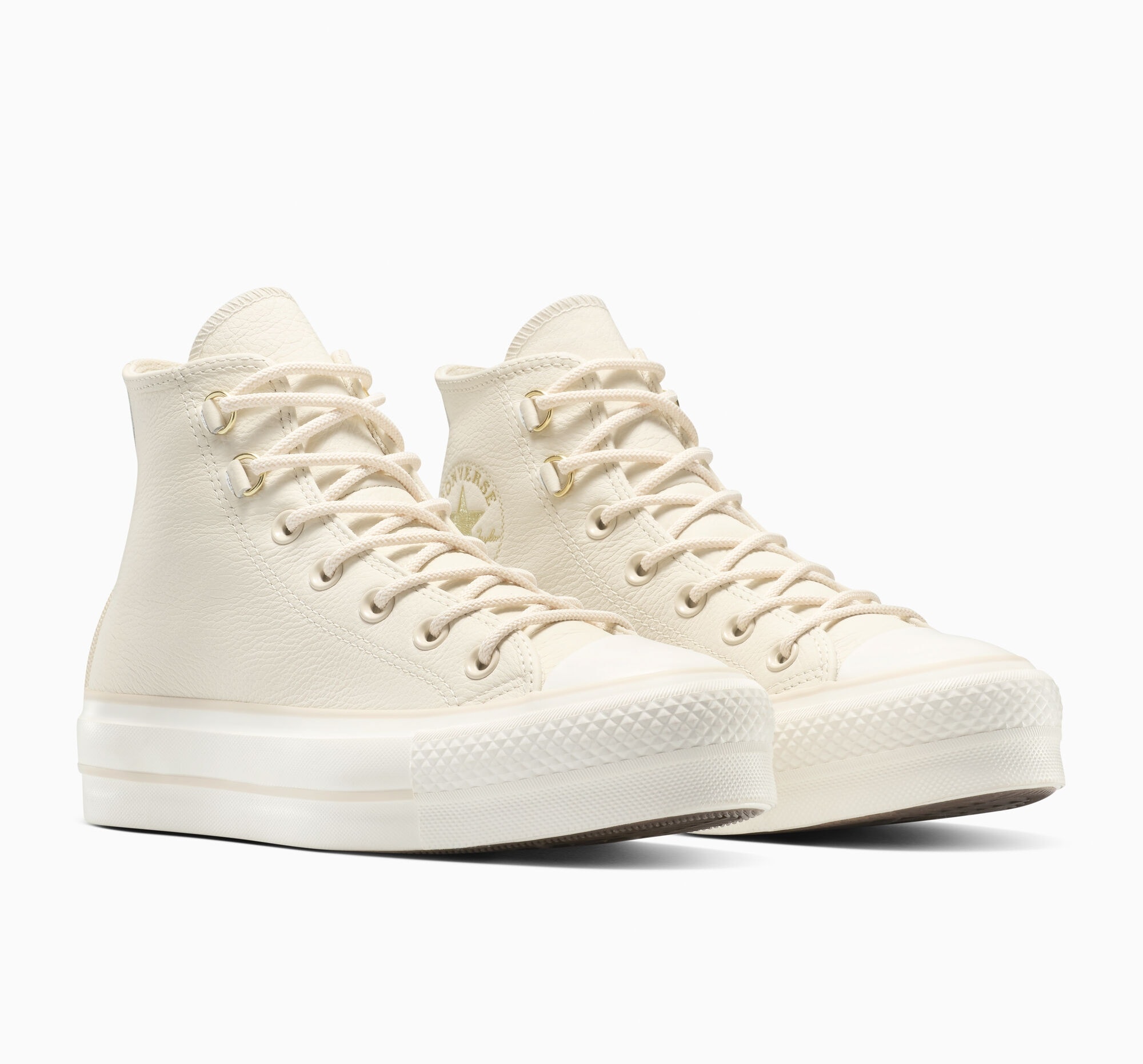 Sneaker CONVERSE "CHUCK TAYLOR ALL STAR LIFT", Damen, Gr. 39, light dune, light dune, egret, Leder, Schuhe Sneaker, Winterschuhe, wasserdicht und gefüttert
