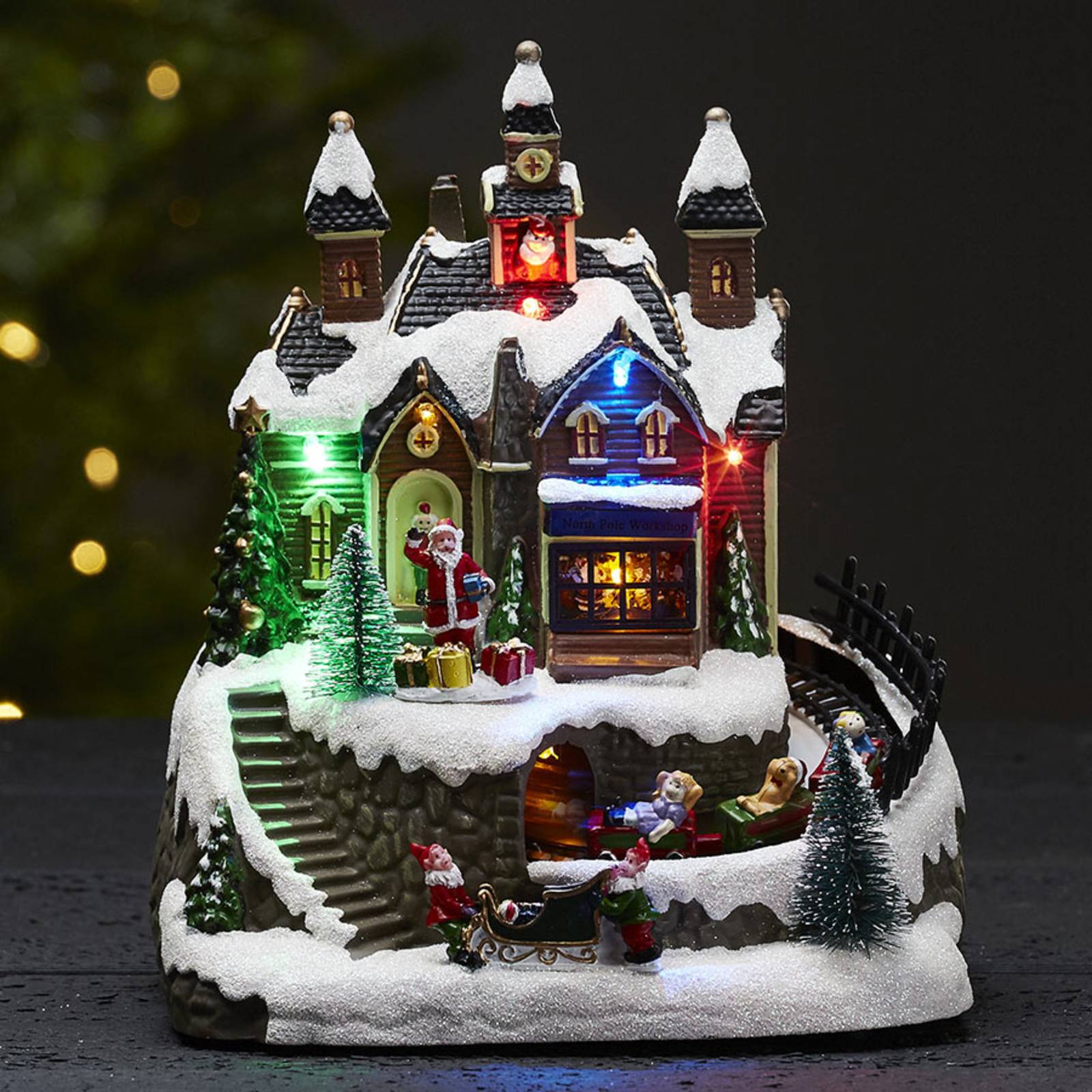 STAR TRADING Mit Musik - LED-Dekoleuchte Trainville, Multicolour, Kunststoff, LED Lichterketten