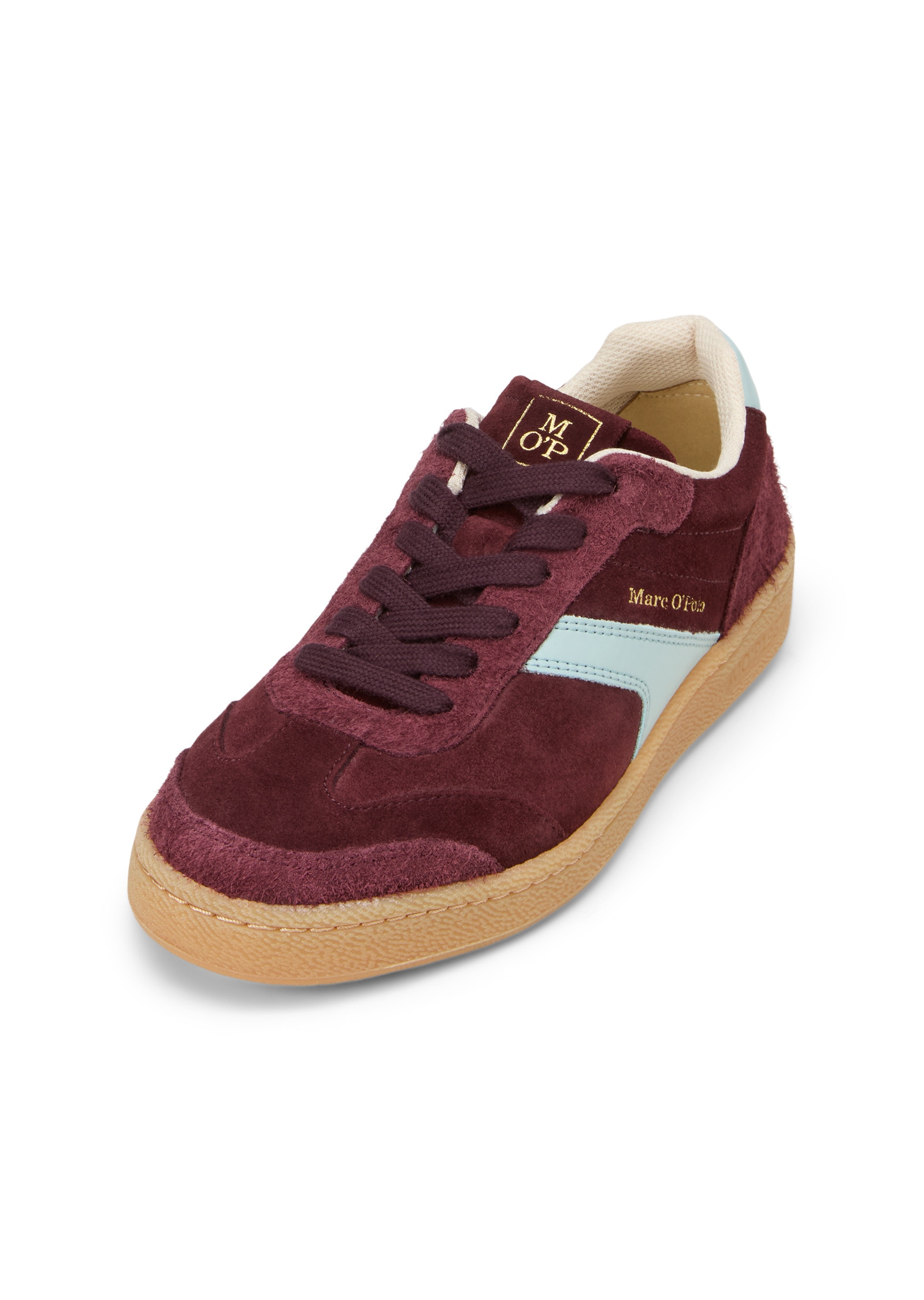 Sneaker MARC O'POLO "mit Struktur-Akzenten", Damen, Gr. 37, lila (schwarz aubergine rot, calm blau), Obermaterial: 100% Leder, unifarben, Schuhe Sneaker