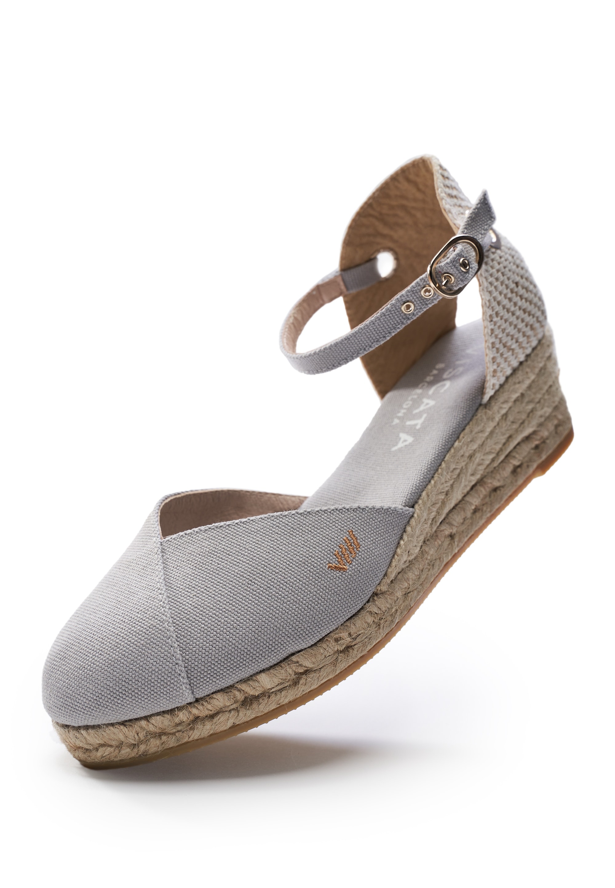 Espadrille VISCATA "Pubol", Damen, Gr. 37, grau, Textil, Schuhe Espadrille, mit schmalem Knöchelriemen