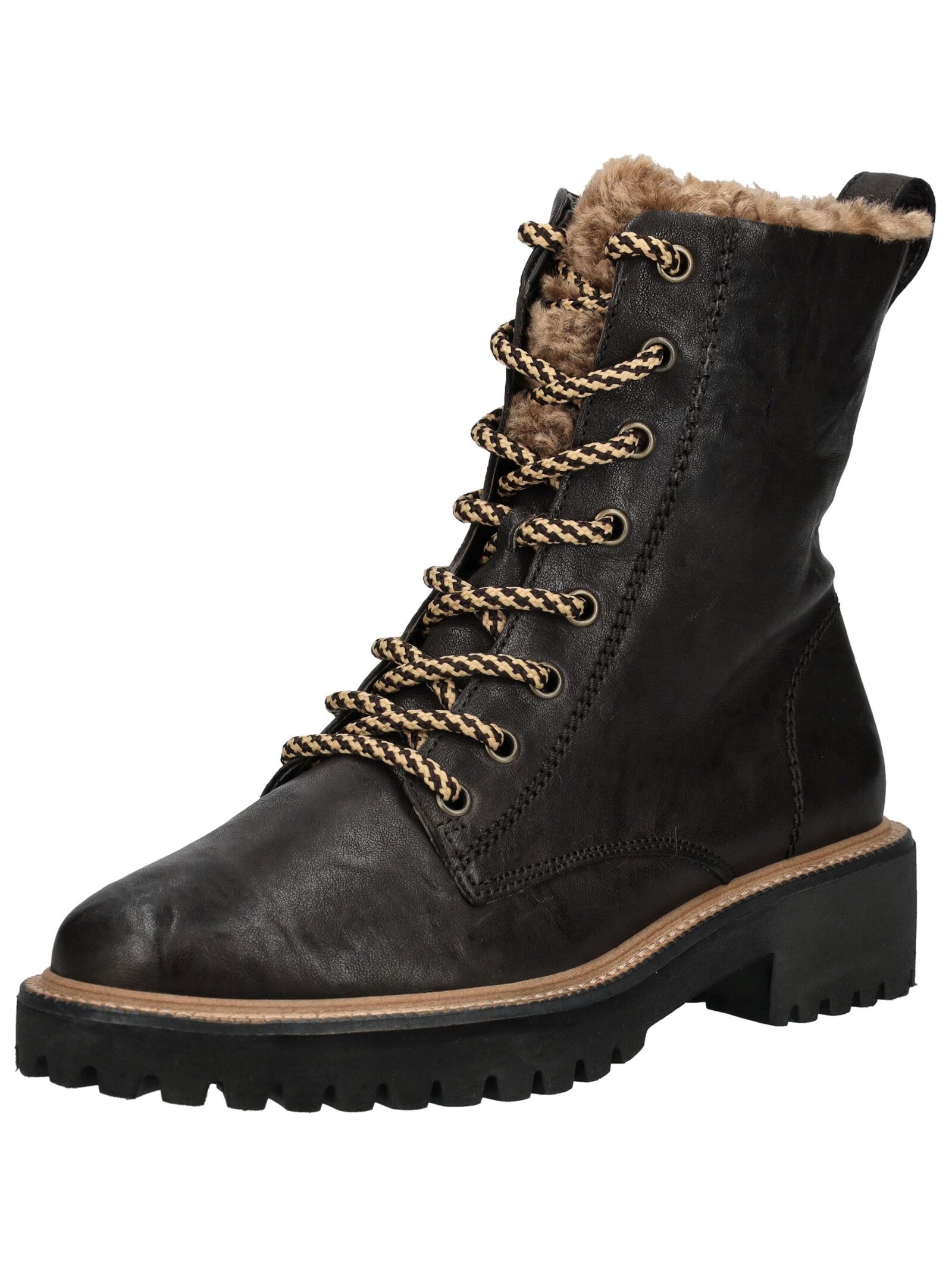 Schnürstiefelette PAUL GREEN "Paul Green Stiefelette Glattleder", Damen, Gr. 37,5, moro, Glattleder, Schuhe Schnürstiefelette