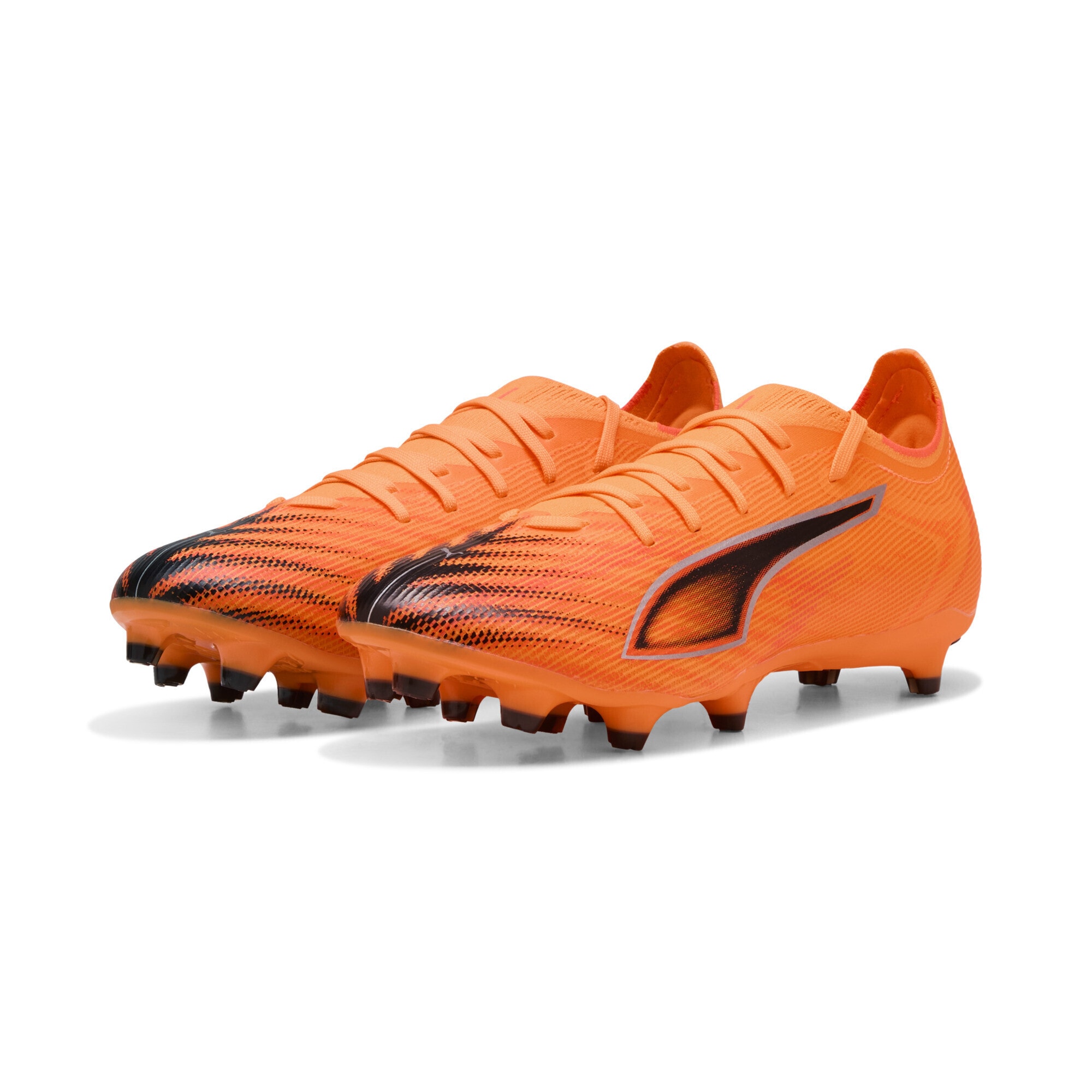 Fußballschuh PUMA "ULTRA 6 MATCH FG/AG Fußballschuhe Erwachsene", Herren, Gr. 45, heat fire schwarz glowing rot orange, Obermaterial: Synthetik, Textil; Futter: Synthetik, Textil; Innensohle: Textil; Laufsohle: Synthetik, Schuhe Fußballschuh