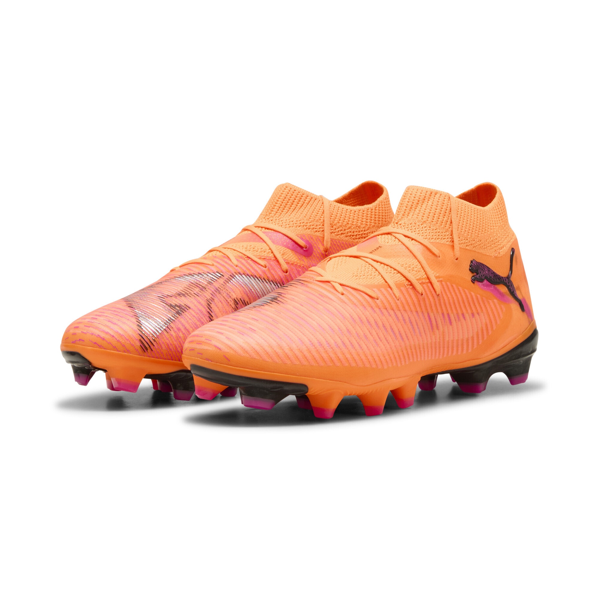 Fußballschuh PUMA "FUTURE 8 PRO FG/AG Fußballschuhe Damen", Damen, Gr. 38, heat fire schwarz ravish orange pink, Obermaterial: Synthetik, Textil; Futter: Synthetik, Textil; Innensohle: Textil; Laufsohle: Synthetik, Schuhe Fußballschuh