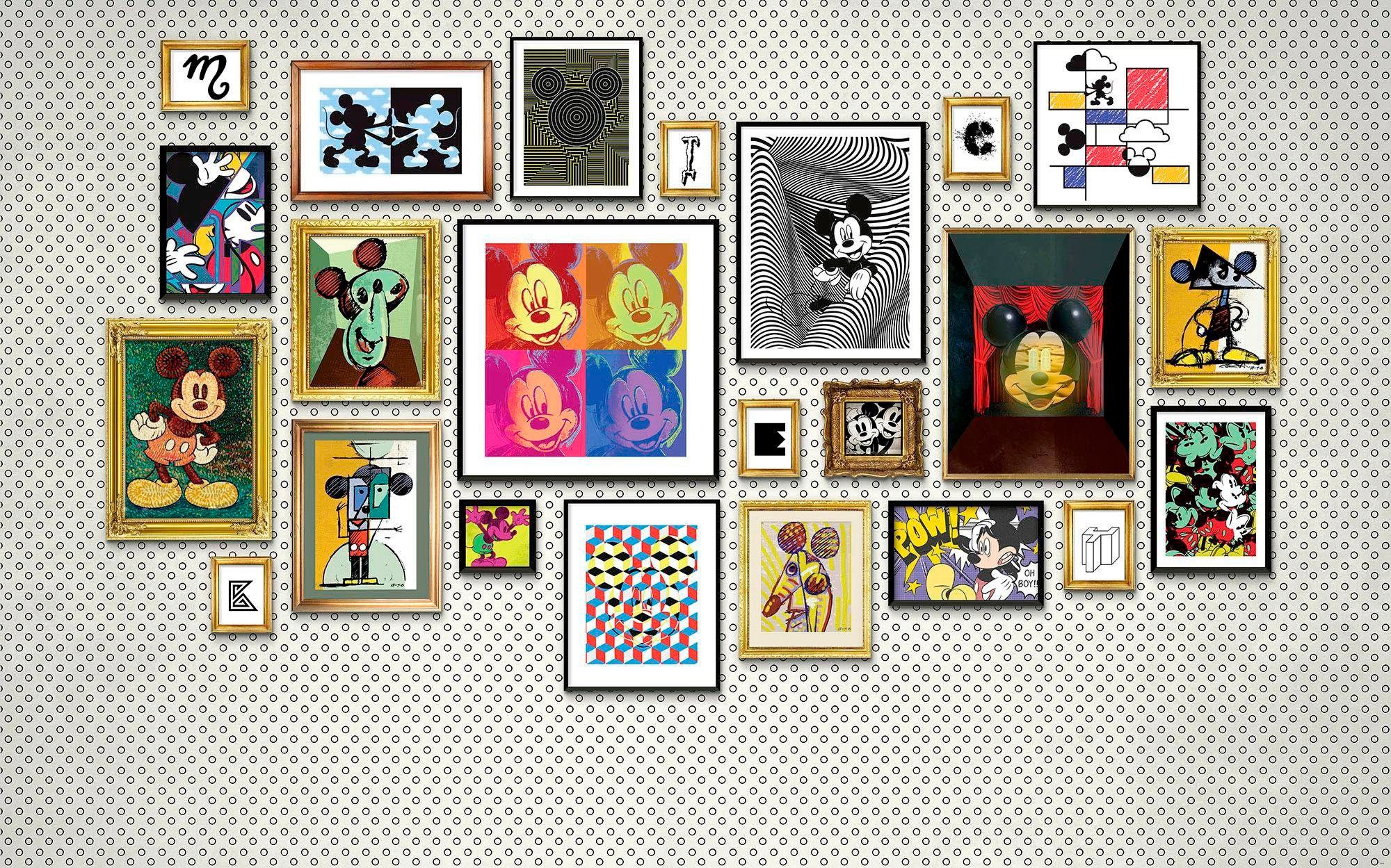 Vliestapete KOMAR "Digitaldruck Vlies - Mickey Art Collection - Größe 400 x 250 cm", bunt, B:400m L:250m, Vlies, Tapeten, Kinderzimmer