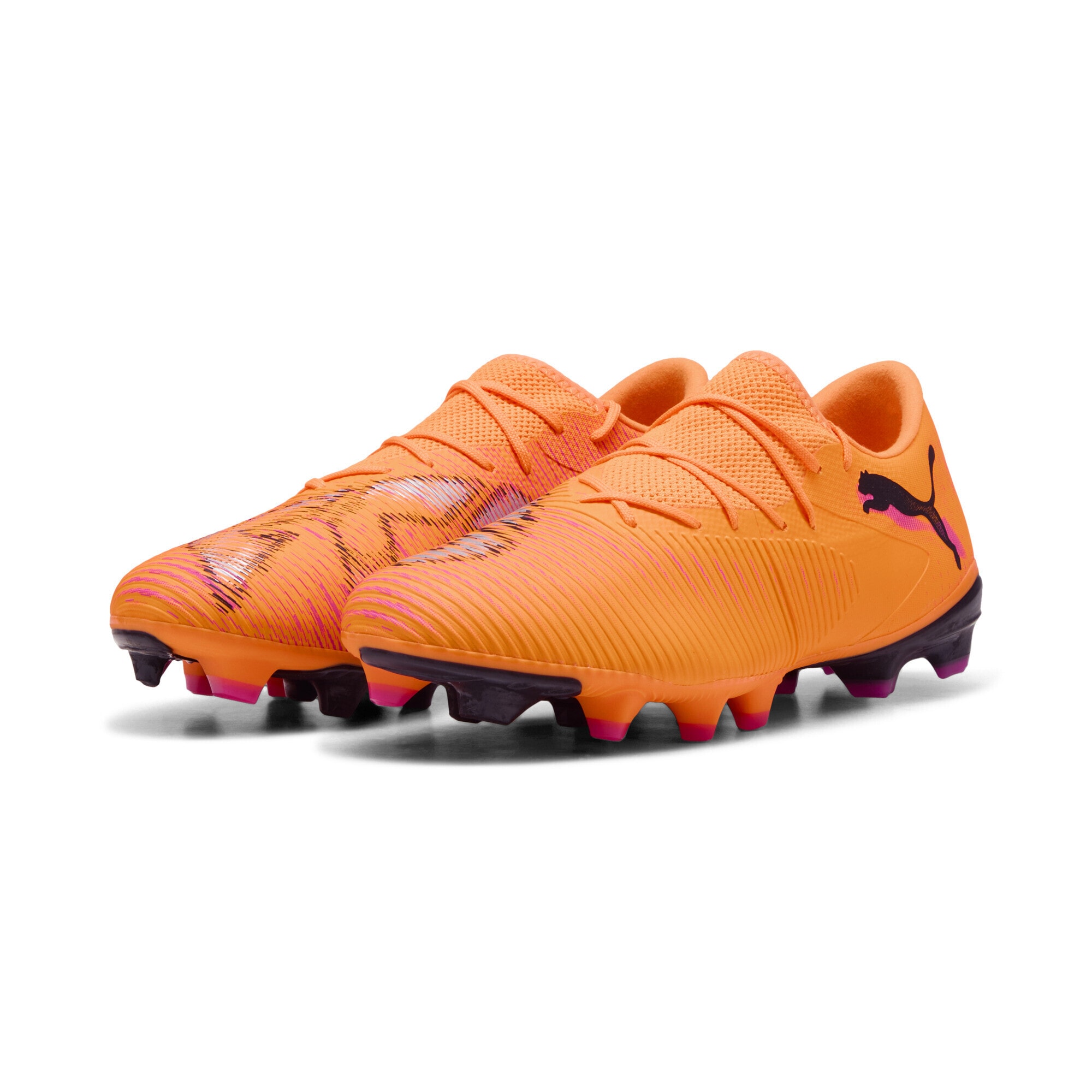 Fußballschuh PUMA "FUTURE 8 MATCH FG/AG Low Fußballschuhe Erwachsene", Herren, Gr. 41, heat fire schwarz ravish orange pink, Obermaterial: Synthetik, Textil; Futter: Synthetik, Textil; Innensohle: Textil; Laufsohle: Synthetik, Schuhe Fußballschuh