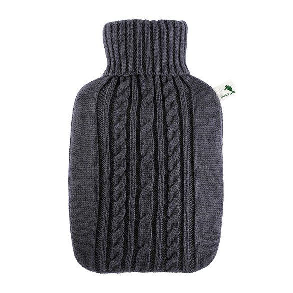 Wärmflasche Klassik Strickbezug dunkelgrau HUGO FROSCH Image