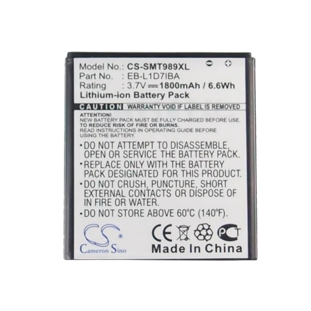 Li-ion Mobile, SmartPhone Battery for T-Mobile Samsung AT&T,3.7v,1800mAh,Galaxy S II SGH-T989 Skyrocket Hercules,EB-L1D7IBA
