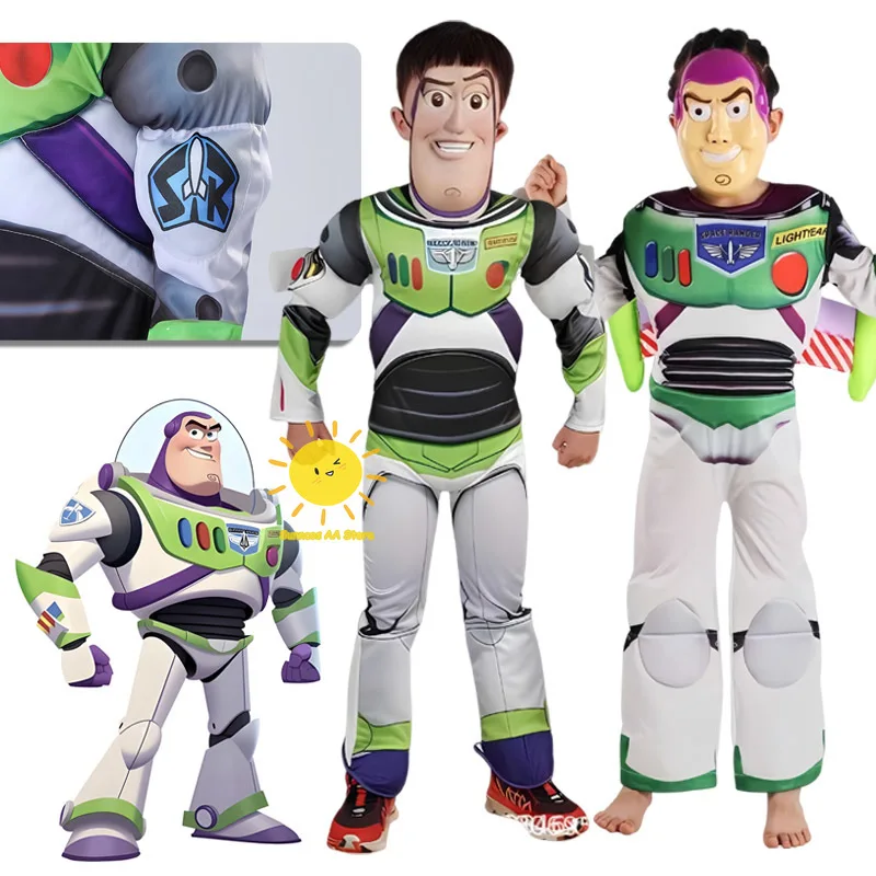 Beast Kingdom Buzz Lightyear Cosplay Anime Toy Story Costumi Cosplay Tuta muscolare Maschera Ali Buzz Halloween Party Cos Unisex
