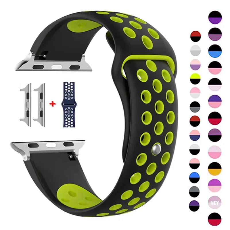 Silikon armbänder für Apple Uhren armband 45mm 40mm 44mm 41mm 42mm 38mm Sporta rmband iwatch Serie 9 8 7 6 5 3 se ultra2 49mm Image