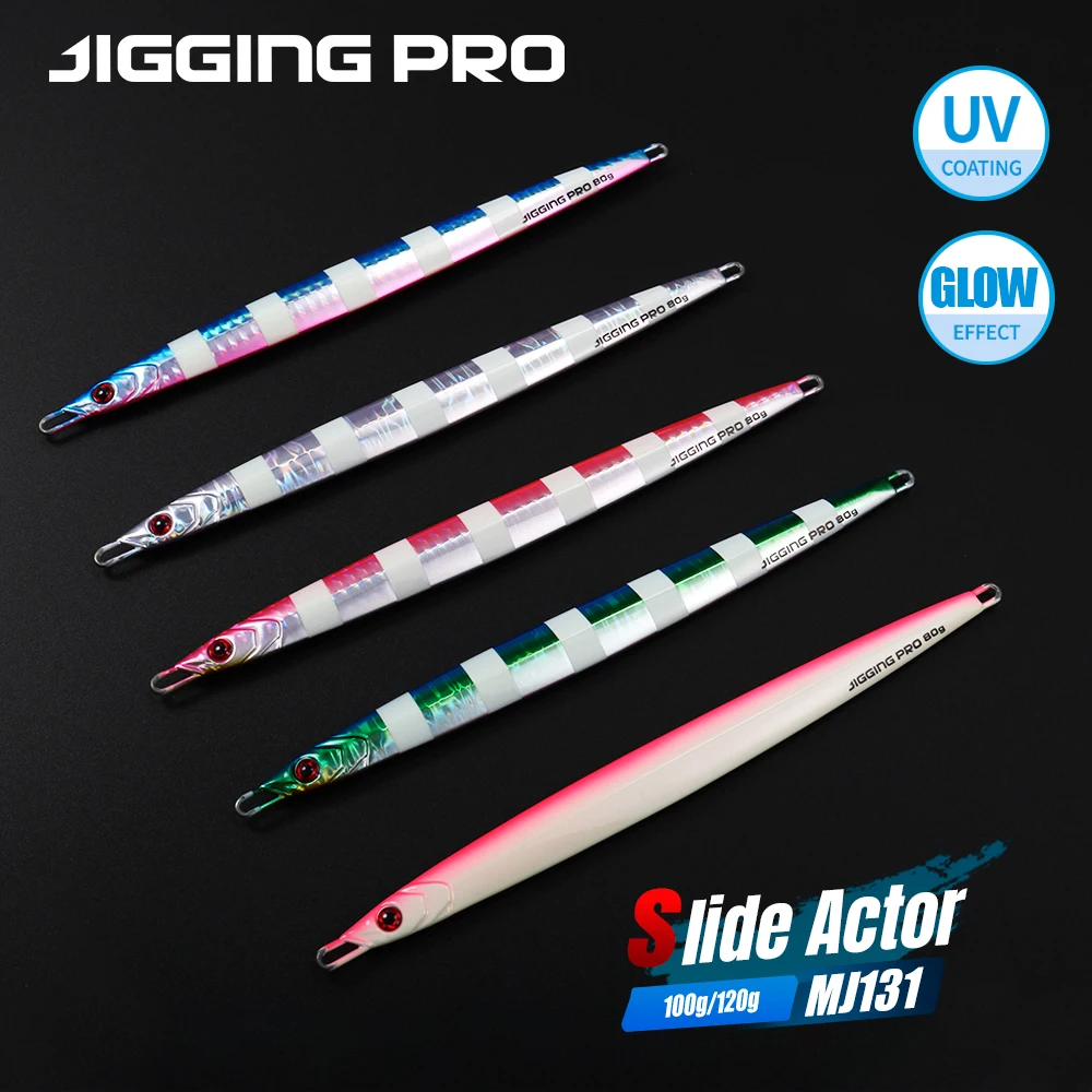 JIGGING PRO Jig verticale in metallo lama lunga 40g 60g 80g 100g esca da jigging leggera veloce esca da pesca affondante a lancio lungo cosido