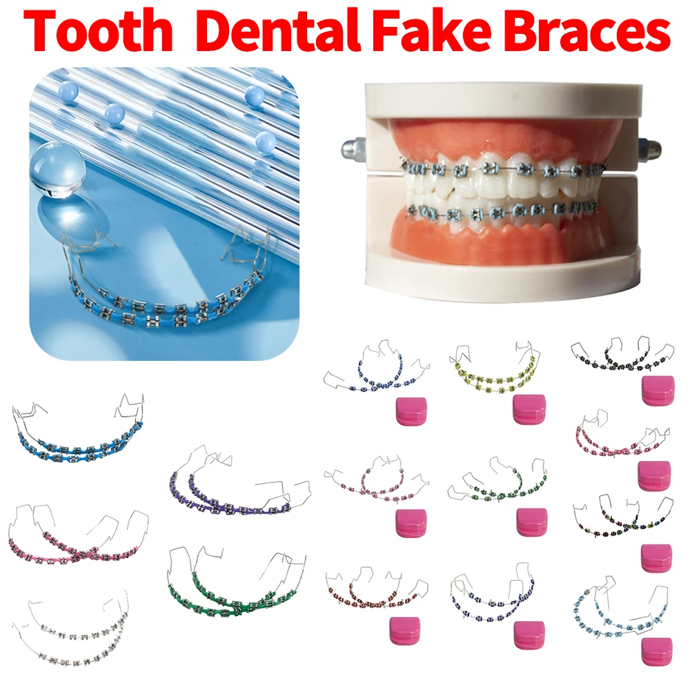 Gefälschte Hosenträger Bunte Haken Klammern Für Zähne Temporäre Metall Drähte Metall Halterung Kieferorthopädische Ligatur Krawatten Dental Schönheit-gesundheit Image