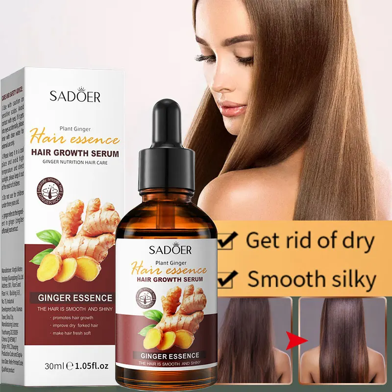 SADOER Ginger Hair Care Solution Quickly Repair Damaged Curly Hair Moisturizes and Smooth Care Hair Care