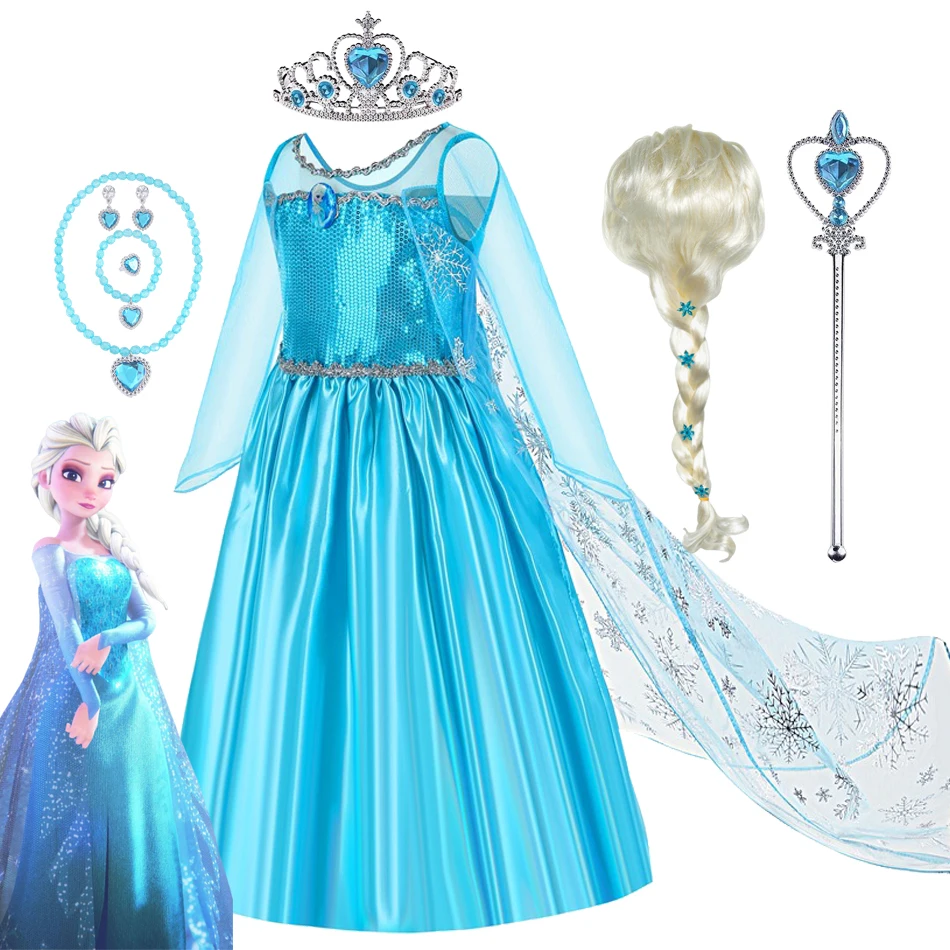 Gefrorene Elsa Prinzen Kleid Mädchen Halloween Cosplay Party Kinder Schneekönigin Kostüm Prinzessin Kinder Outfit Kleid Image