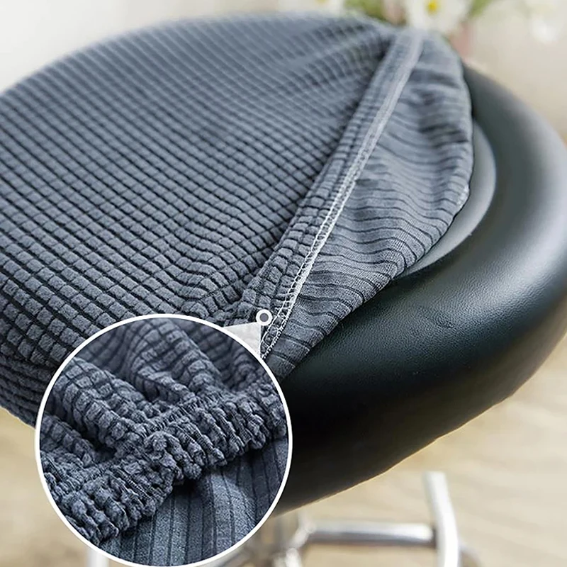 4 Stück Barhocker-Abdeckung, runder Stuhlbezug, abnehmbarer Hocker-Schonbezug, solider Sitzkissen-Schutz, waschbarer Barhocker