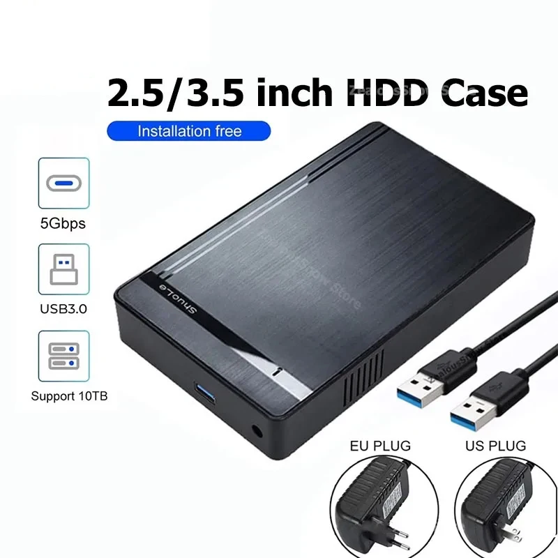 3,5-Zoll-HDD-Gehäuse, SATA-zu-USB-3.0-Adapter, externes Festplattengehäuse für 2,5 Zoll 3,5 Zoll SSD-Festplatte, 450 Mbit/s, 10 TB Festplattengehäuse für PC und Laptop Image