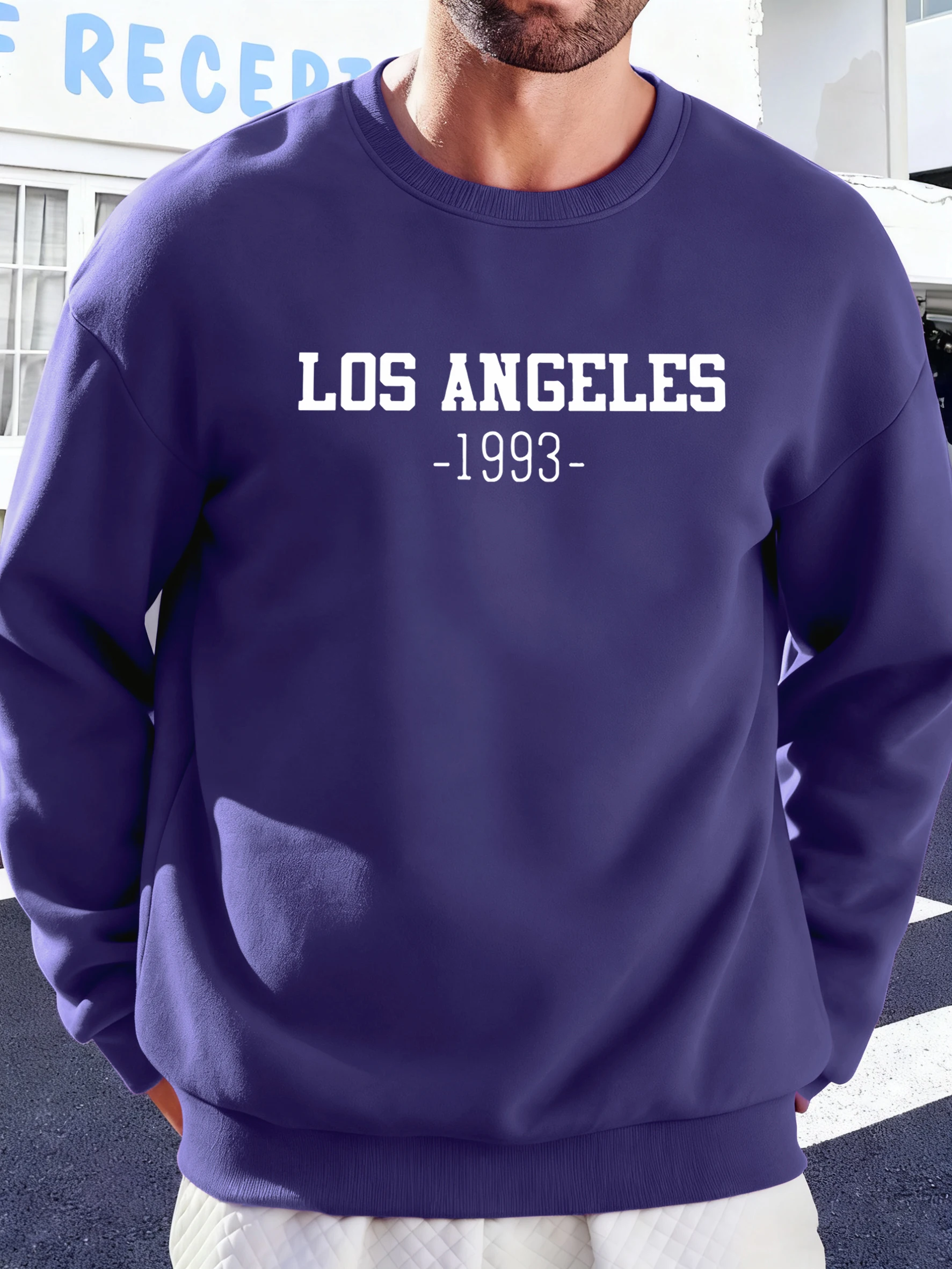 Los Angeles 1993, bedrucktes Herren-Sport-Sweatshirt mit O-Ausschnitt, modisch, lässig, Pullover, Hip-Hop, lockere Kleidung, bequemer Herbst-Kapuzenpullover