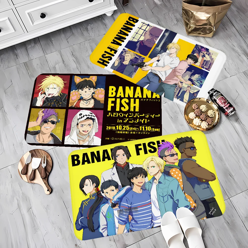 Banana Fish Badezimmermatte Kinderzimmer Schlafzimmer Dekoration Balkon Anti-Rutsch-Fußmatte Wohnzimmer Nachttisch Teppiche Image