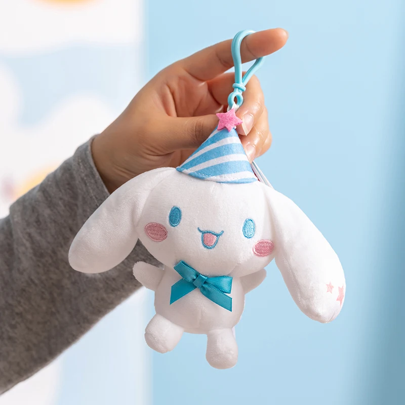 Sanrio Happy Cinnamoroll Plüsch-Anhänger, Taschenzubehör, Plüsch-Schlüsselanhänger, Mädchen-Rucksack, Autotelefon, zum Aufhängen, Plüsch-Schlüsselanhänger Image