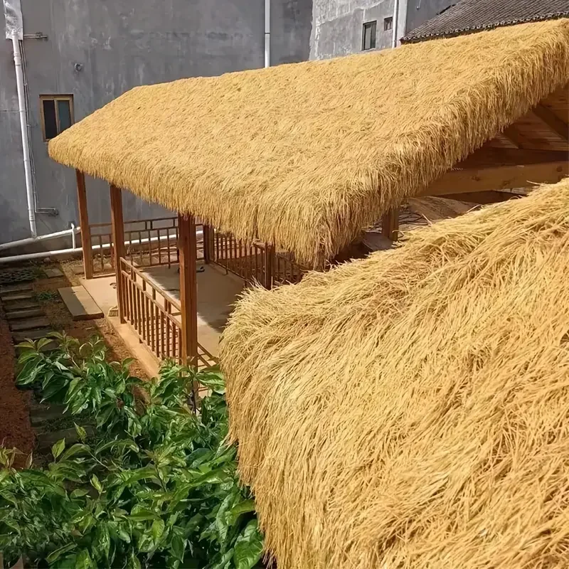 1–2 m Outdoor-Thai-Hütte mit rieten Dach – robuste PVC-Konstruktion, geräumiger, offener Pavillon für Hinterhof, Garten, Terrasse Image