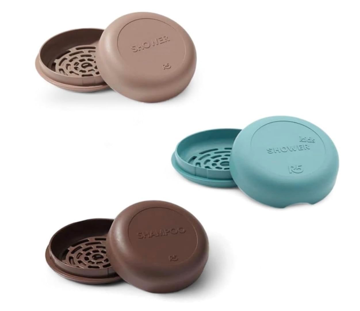 R5 Porta Sapone Bagno Solido 3 Pezzi, Colori Differenti, Plastica Rici