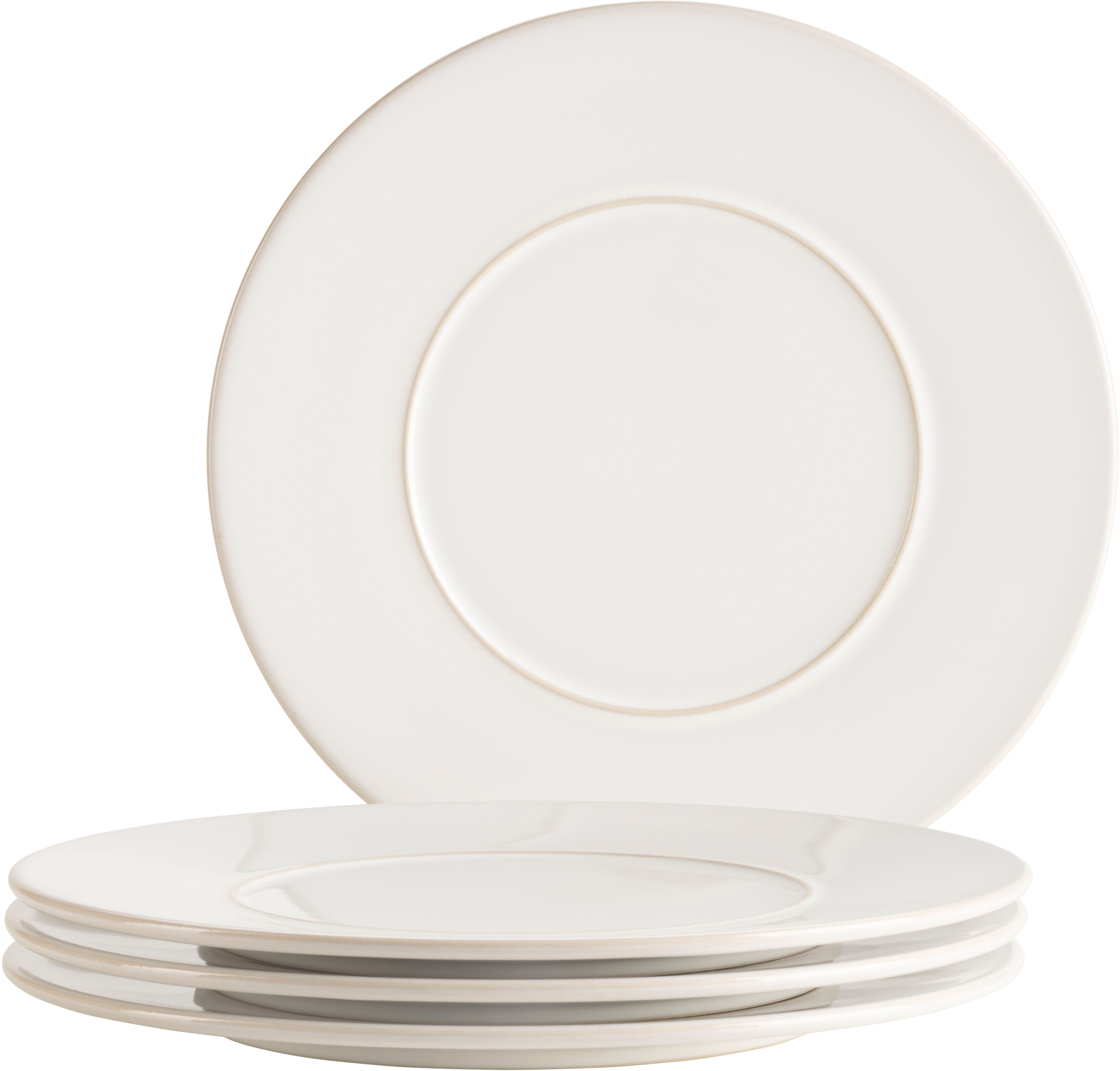 Speiseteller MÄSER "UNICO, Speiseteller Set, Steinzeug", weiß, Ø:28cm, Steinzeug, Speiseteller