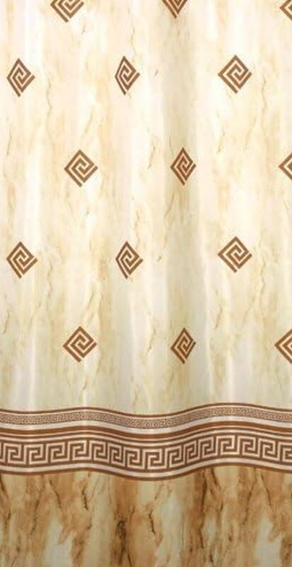 KS Handel 24 Textil Duschvorhang Kolonial Beige Braun 240x180 cm, inkl. Duschvorhangringe inkl. Beschwerung Image