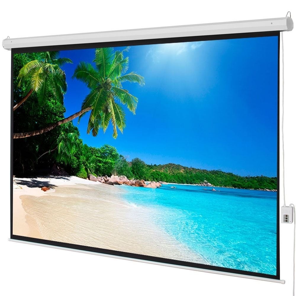 100-Inch 4:3 Electric Motorized Projection Screen Remote 1.3 Gain Wall