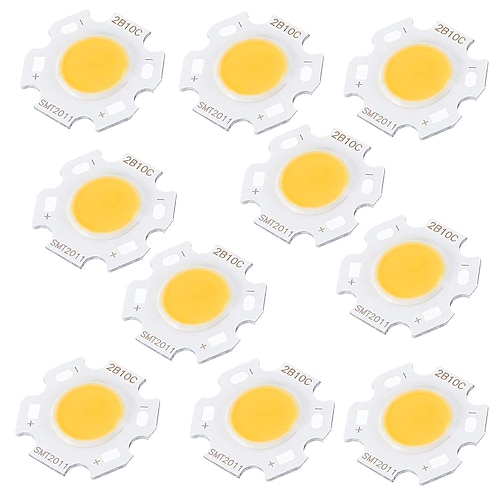 5 Stück 10 Stück COB-LED-Lichtchipperlen, leuchtende Oberfläche 11 mm, 3/5/7/10 W, 260 mA, DIY-Energiesparlampe für Scheinwerfer, Flutlicht, Packung mit warmweißem/weißem/natürlichem Licht Image
