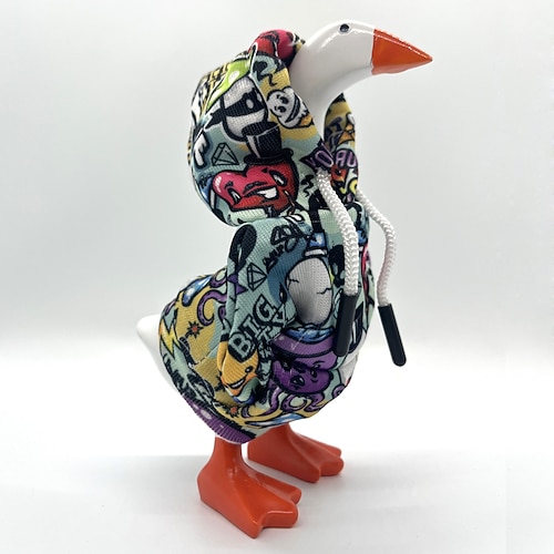 17 Zoll Tisch-Gans-Outfits Kapuzenpullover Tisch-Gans-Zubehör Mini-Vorplatz-Gans-Kostüm Magnetische Gans Statue Schlüsselhalter Kleidung für Tischdekoration Weihnachtsgeschenk Image
