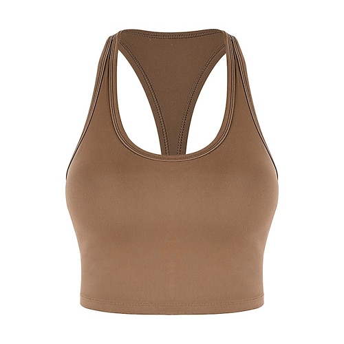 Damen Panzer Racerback-BH Medium Unterstützung Gepolstert Ärmellos Sport Einfarbig Oberteil Für Fitnessstudio Laufen Fitness Sportkleidung Image