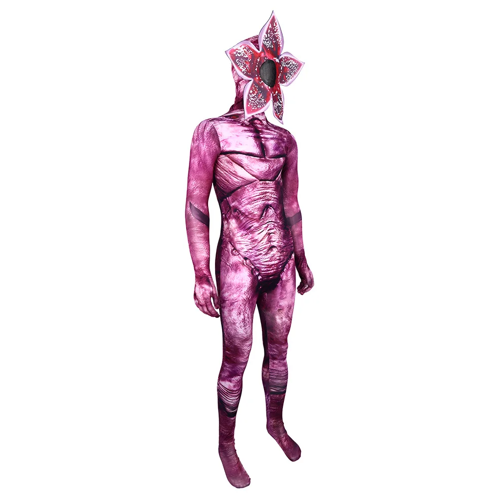 Gruselige Overall-Kostüme für Erwachsene und Kinder, Cosplay, Demogorgon-Schädel, Horror-Cosplay-Body, Maske, Outfits, Halloween, Chomper, Karnevalsanzug Image