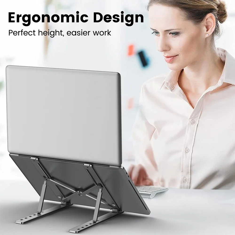 Tragbare Laptop Stand Aluminium Notebook Unterstützung Computer Halterung Macbook Air Pro Halter Zubehör Faltbare Laptop Basis Für PC Image
