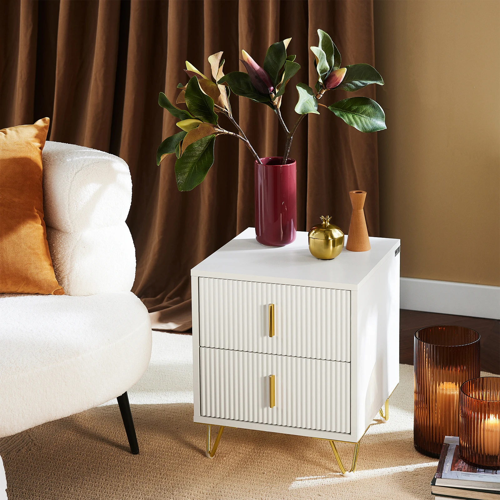 SoBuy FBT115 Nachttisch mit 2 Schubladen für Boxspringbett Sofatisch Beistelltisch Telefontisch Nachtschrank Image