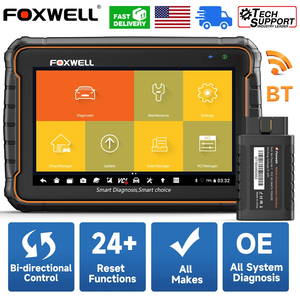 FOXWELL GT60 BT All System Bidirektionaler OBD2-Scanner, automatisches Diagnose-Scan-Tool, komplettes System, aktiver Test, Auto-Codeleser, 24-Reset Image