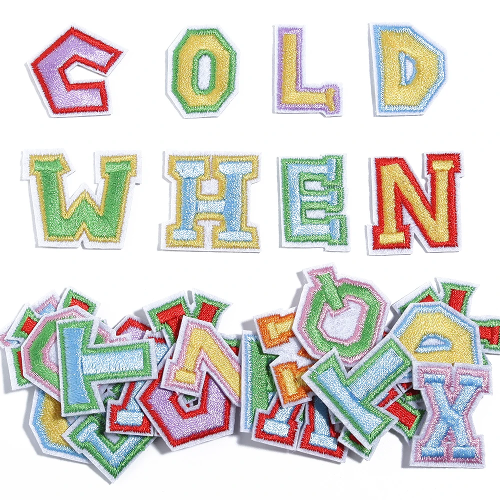 10 Teile/satz 3cm Alphabet Englisch Buchstaben Gestickte Patches Stoff Applikation Nähen Auf für DIY Handwerk Name Aufkleber Nähen liefert Image