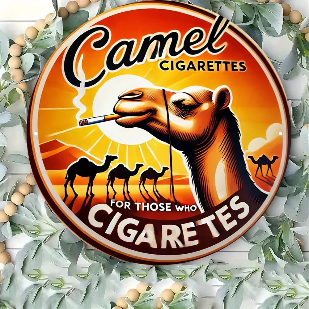Kamel-Zigaretten-Vintage-Metallschild, langlebige Innen- und Außendekoration für Herrenlöcher – einzigartige Geschenkideen, hochwertiger Druck Image