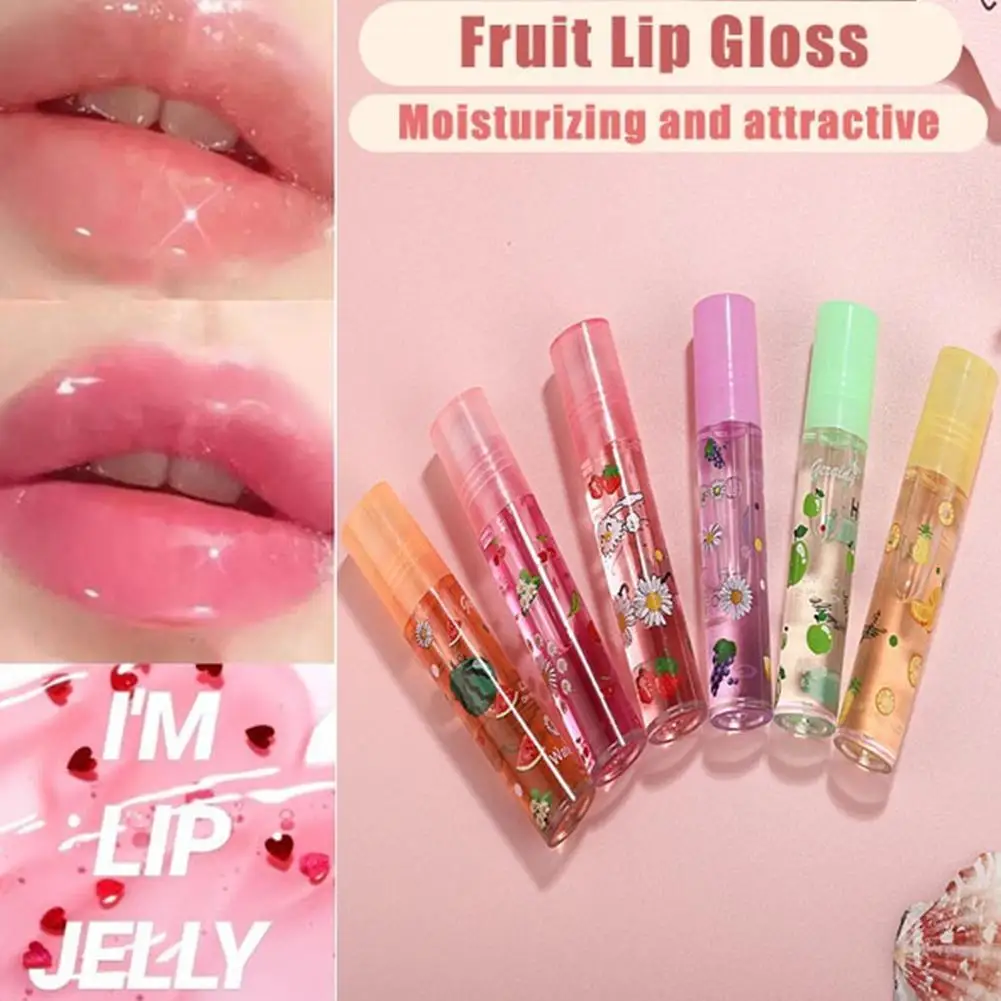 Zufällige Farben Aloe Lippenbalsam Frucht Lippenöl Vitamin E Nährender feuchtigkeitsspendender Lipgloss Valentinstagsgeschenk Lippenbalsam Make-up Image