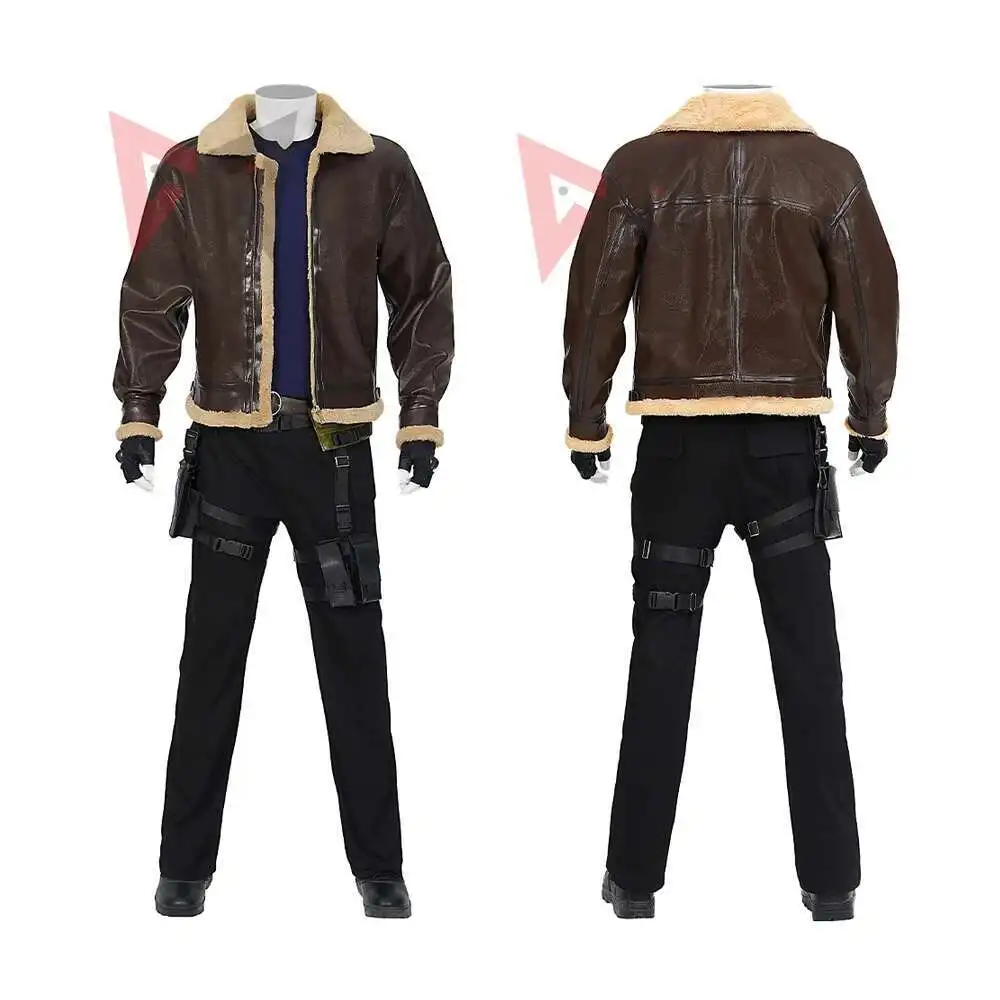 Neues Spiel Leon Cosplay Kostüm Scott Kennedy Mantel Hemd Hose Gürtel Set für Erwachsene nach Maß Image