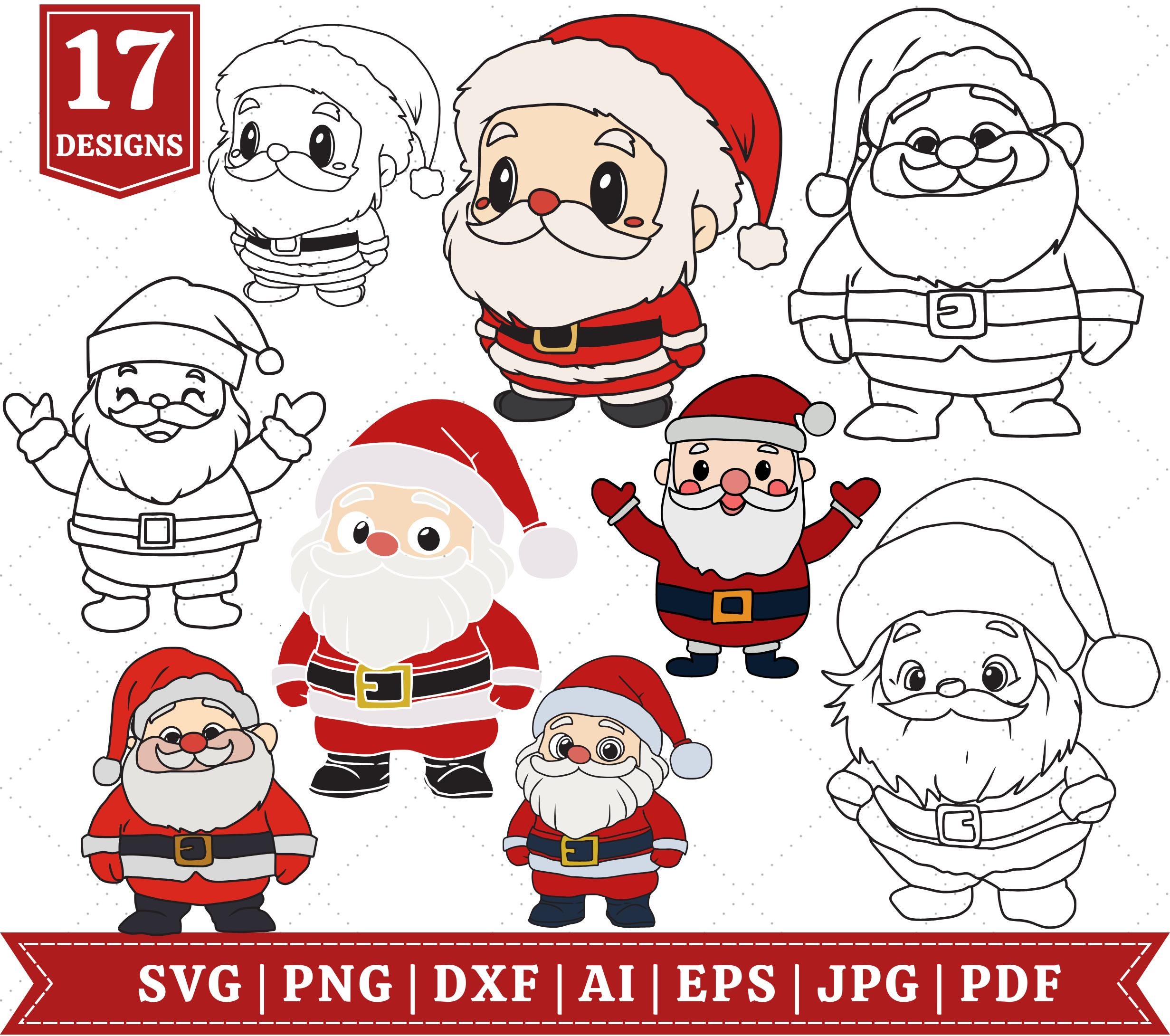 Pacchetto SVG di Babbo Natale carino, SVG di Babbo Natale, fai da te di Natale, SVG di Natale, Babbo Natale vintage, Babbo Natale, SVG con il volto di