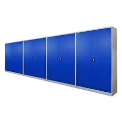 PROREGAL Mega Deal 4x Flügeltürenschrank ELEPHANT Metall Aktenschrank abschließbar 2 Türen 180x120x40cm Stahl 4 Ebenen Stahlschrank Blau/Lichtgrau Image
