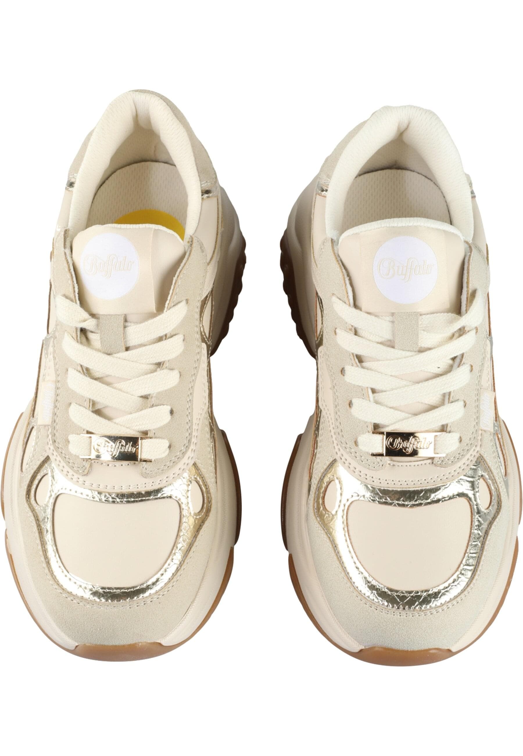 Trainingsschuh BUFFALO "Buffalo TAIFUN", Damen, Gr. 39, cream, gold, Schuhe