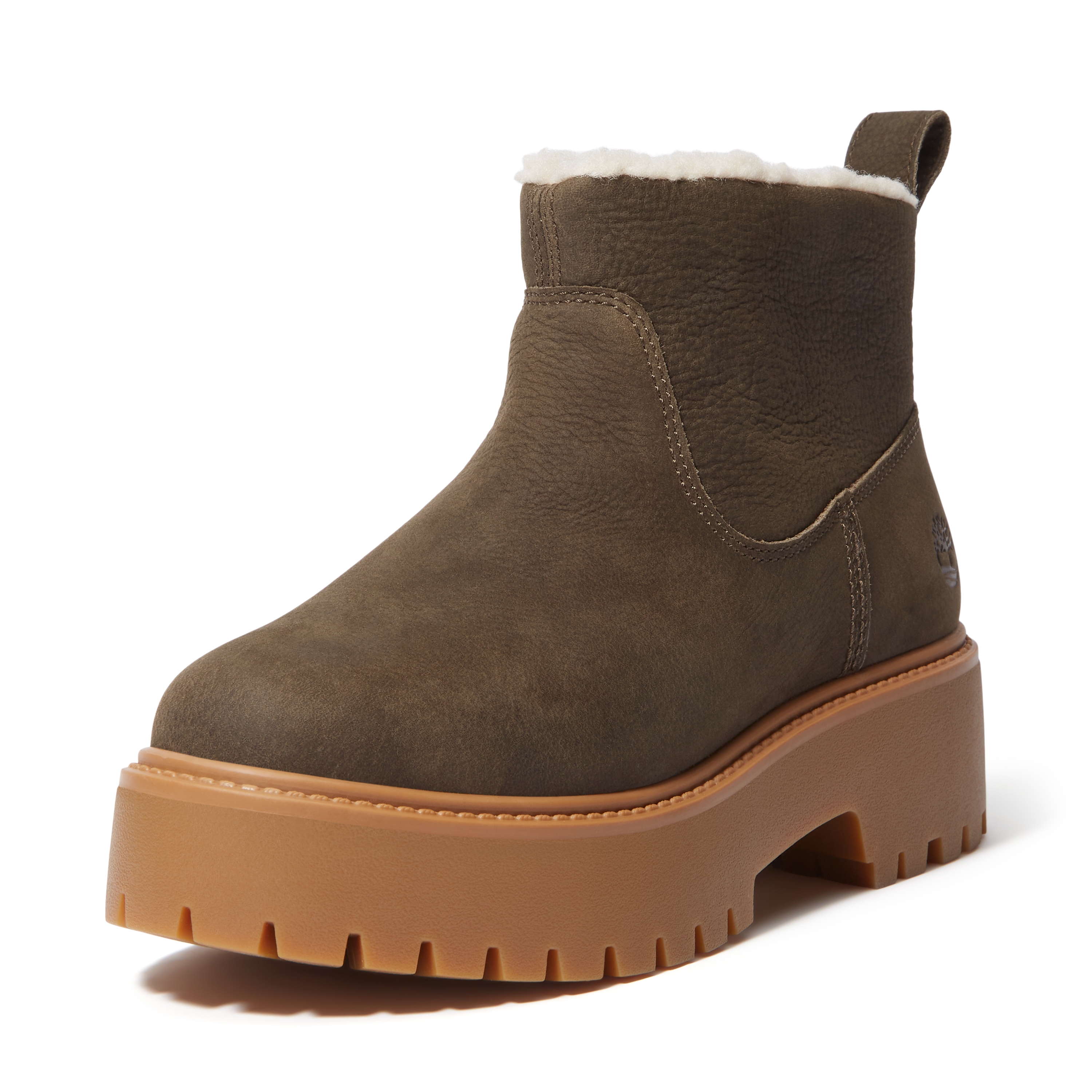 Chelseaboots TIMBERLAND "STONE STREETMID WARM LINED BOOT", Damen, Gr. 40, schwarz braun full grain, Leder, Schuhe Chelseaboots, Winterstiefel, Winterschuhe, Stiefelette, gefüttert