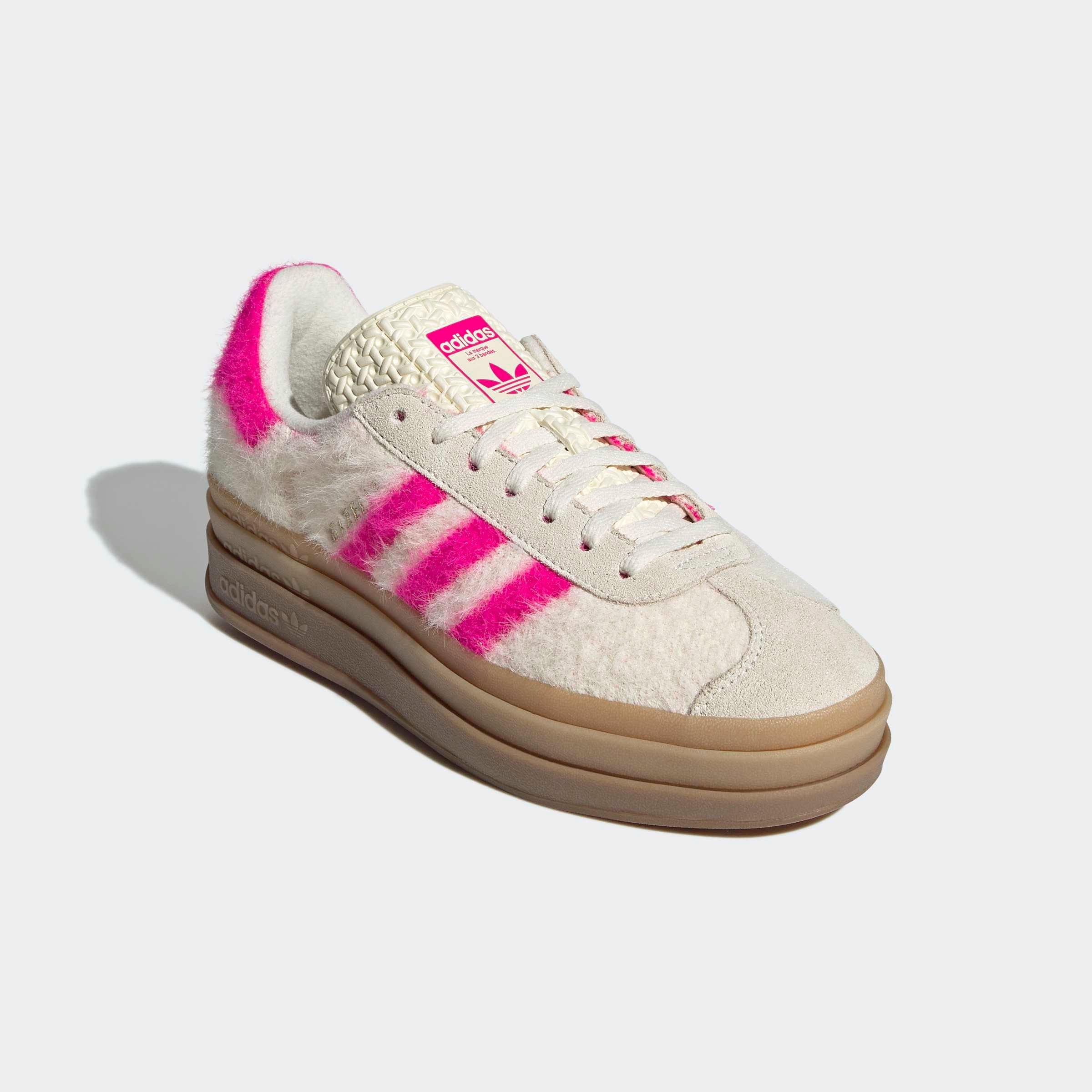 Sneaker ADIDAS ORIGINALS "GAZELLE BOLD", Damen, Gr. 39, cream weiß, shock pink, gold metallic, Leder, Textil, Schuhe Sneaker, Topseller