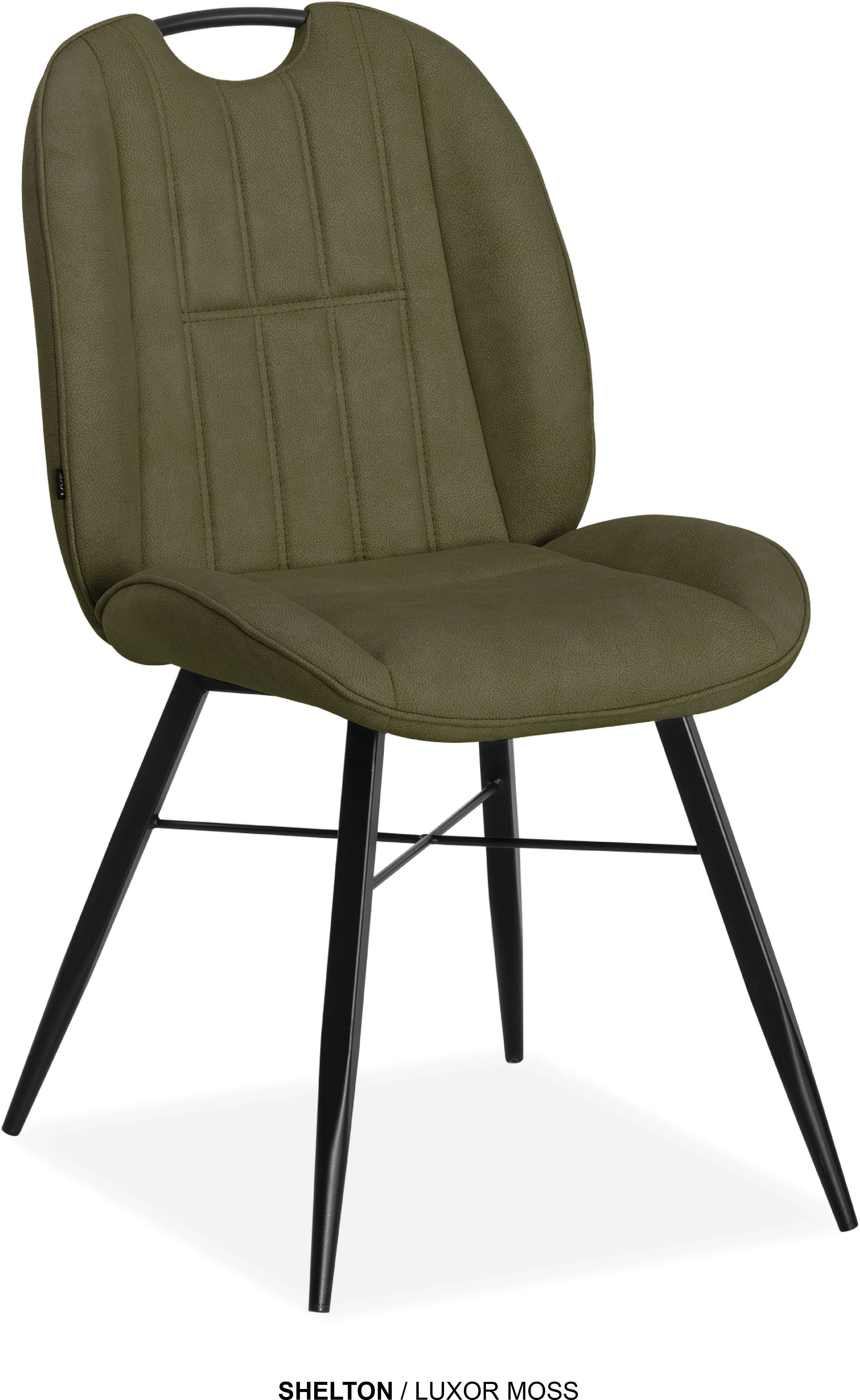 Esszimmerstuhl OMG DESIGN "Shelton", moss, schwarz, moss, B:52,5cm H:91,5cm T:65cm, Polyester, Stühle, Esszimmerstuhl, Esszimmerstuhl, pflegeleichter Bezug, mit Handgriff Image