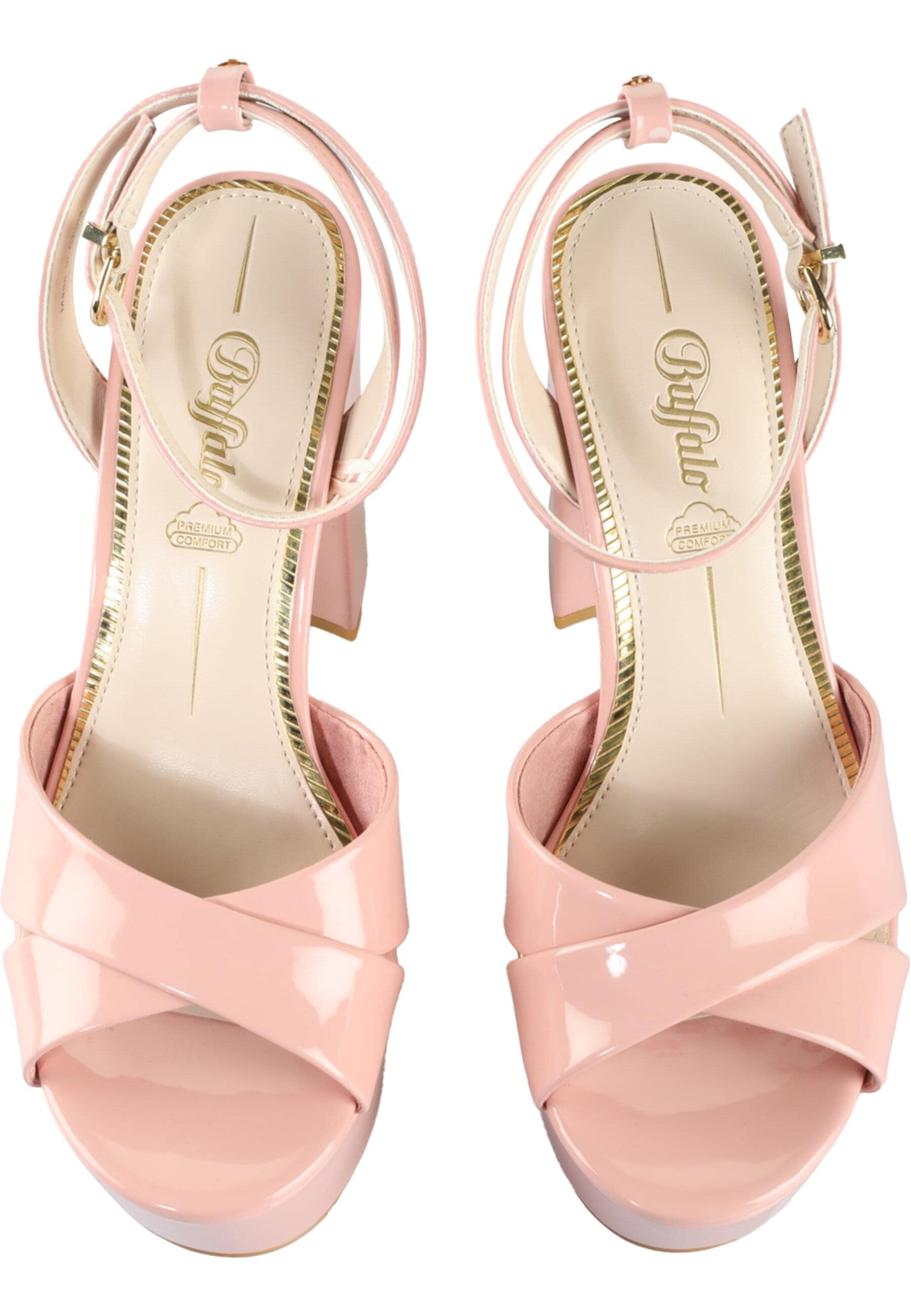 High-Heel-Pumps BUFFALO "Buffalo JESSIE CROSS", Damen, Gr. 38, blush, Polyurethan, unifarben, Schuhe