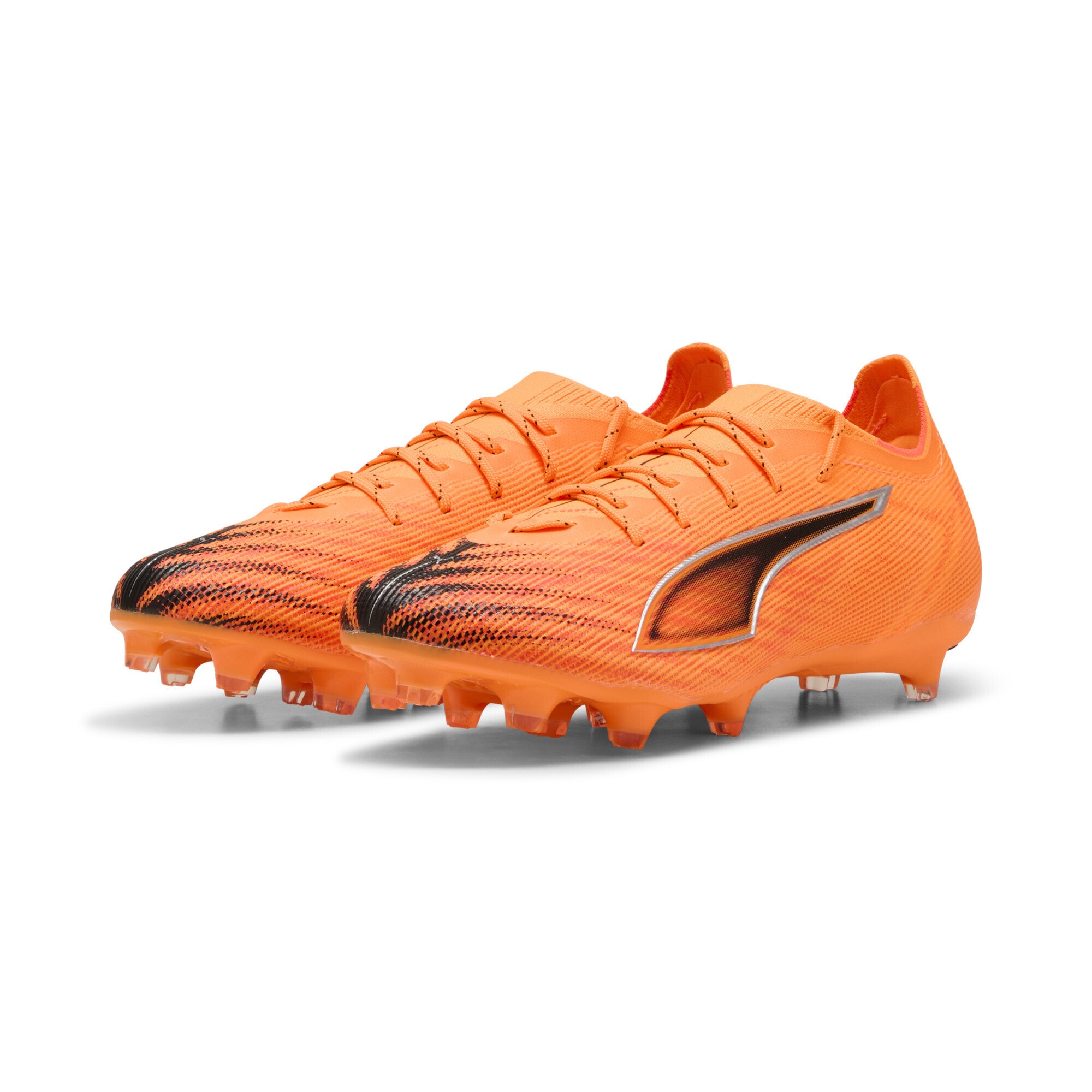 Fußballschuh PUMA "ULTRA 6 PRO FG/AG Fußballschuhe Erwachsene", Herren, Gr. 42.5, heat fire schwarz glowing rot orange, Obermaterial: Textil, Synthetik; Futter: Textil, Synthetik; Innensohle: Textil; Laufsohle: Synthetik, Schuhe Fußballschuh