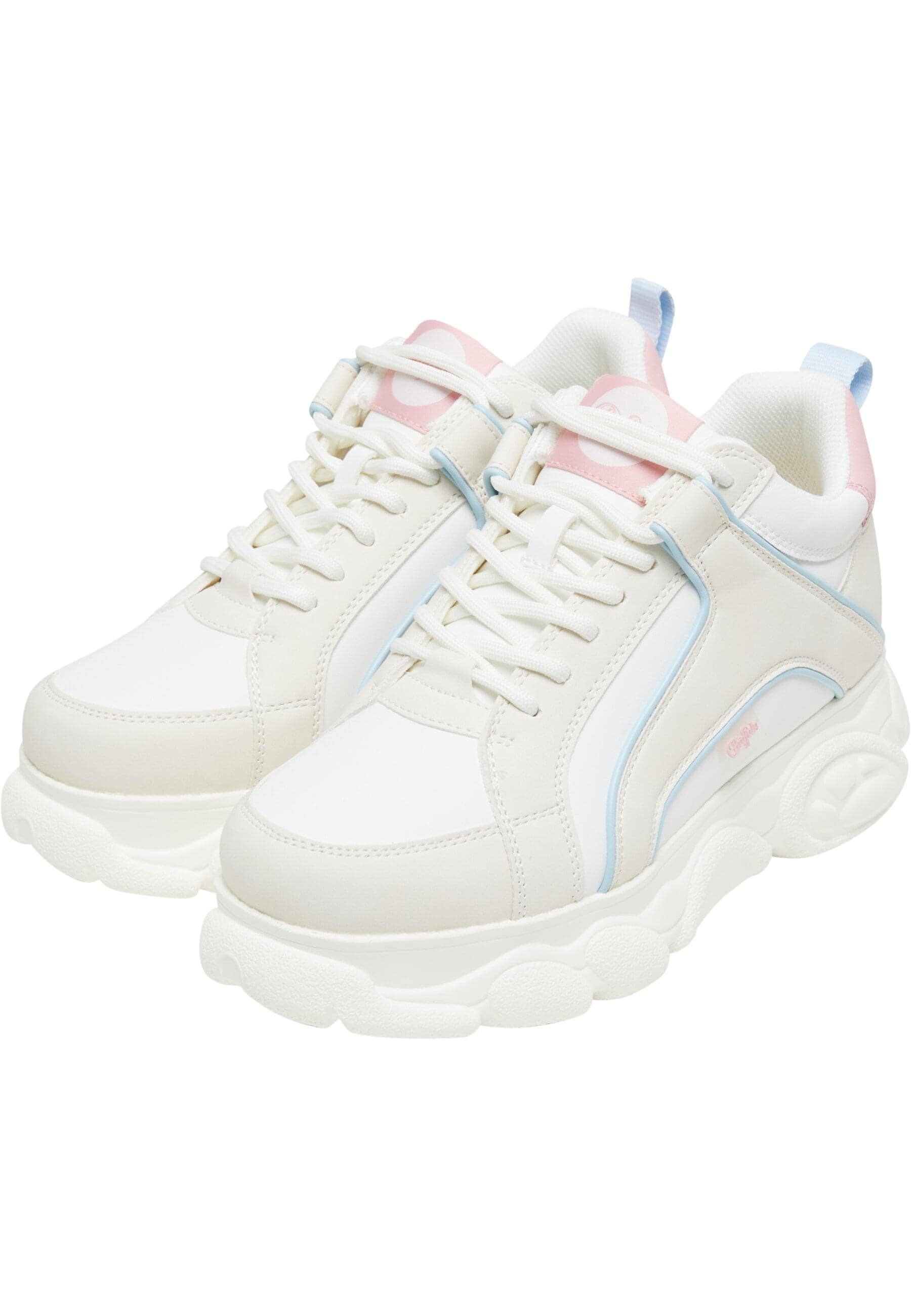 Trainingsschuh BUFFALO "Buffalo CLD CORIN", Damen, Gr. 39, weiß, pink, blau, Polyurethan, Schuhe
