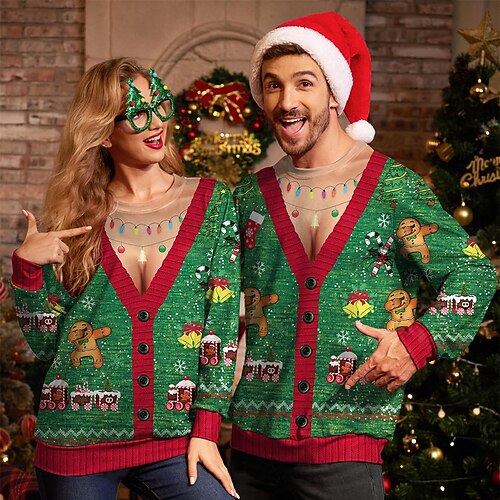 Nouveautés Drôle Sweats à col rond Noël Col rond Graphique pour Couple Homme Femmes Adulte Impression 3D pour Noël Carnaval Nouvel An Performance