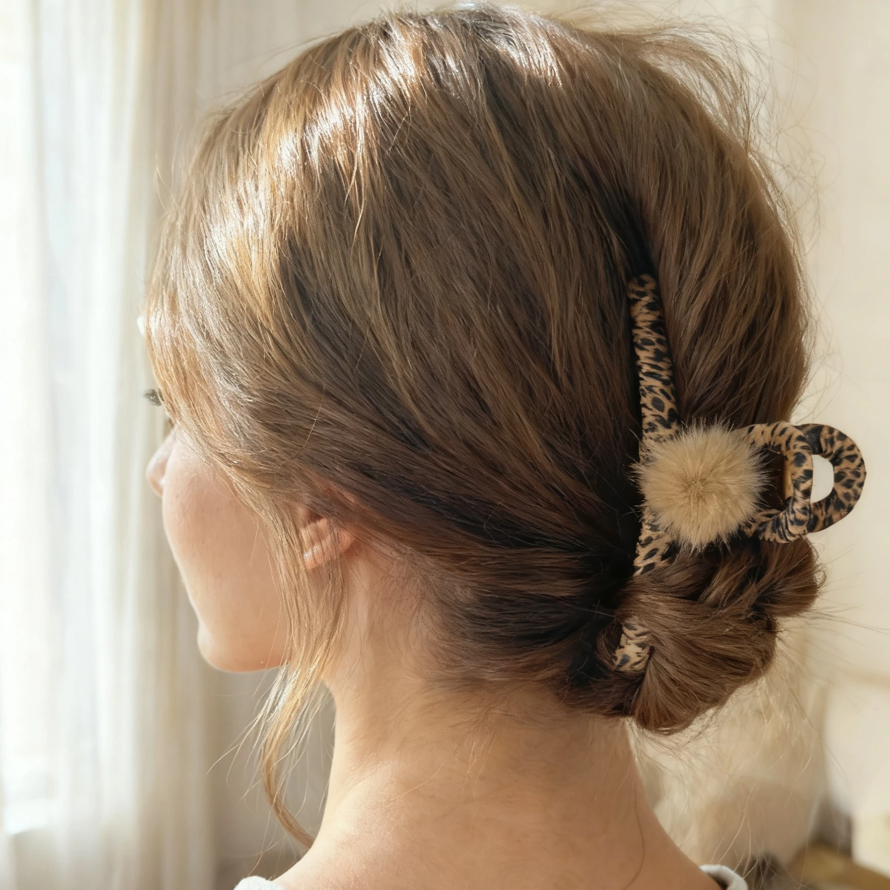 1pc Mode Plüsch Ball Haar Klaue Haar Clip Headwear Leopard Print Große Shark Clips Für Frauen Barrettes Haar Zubehör Image