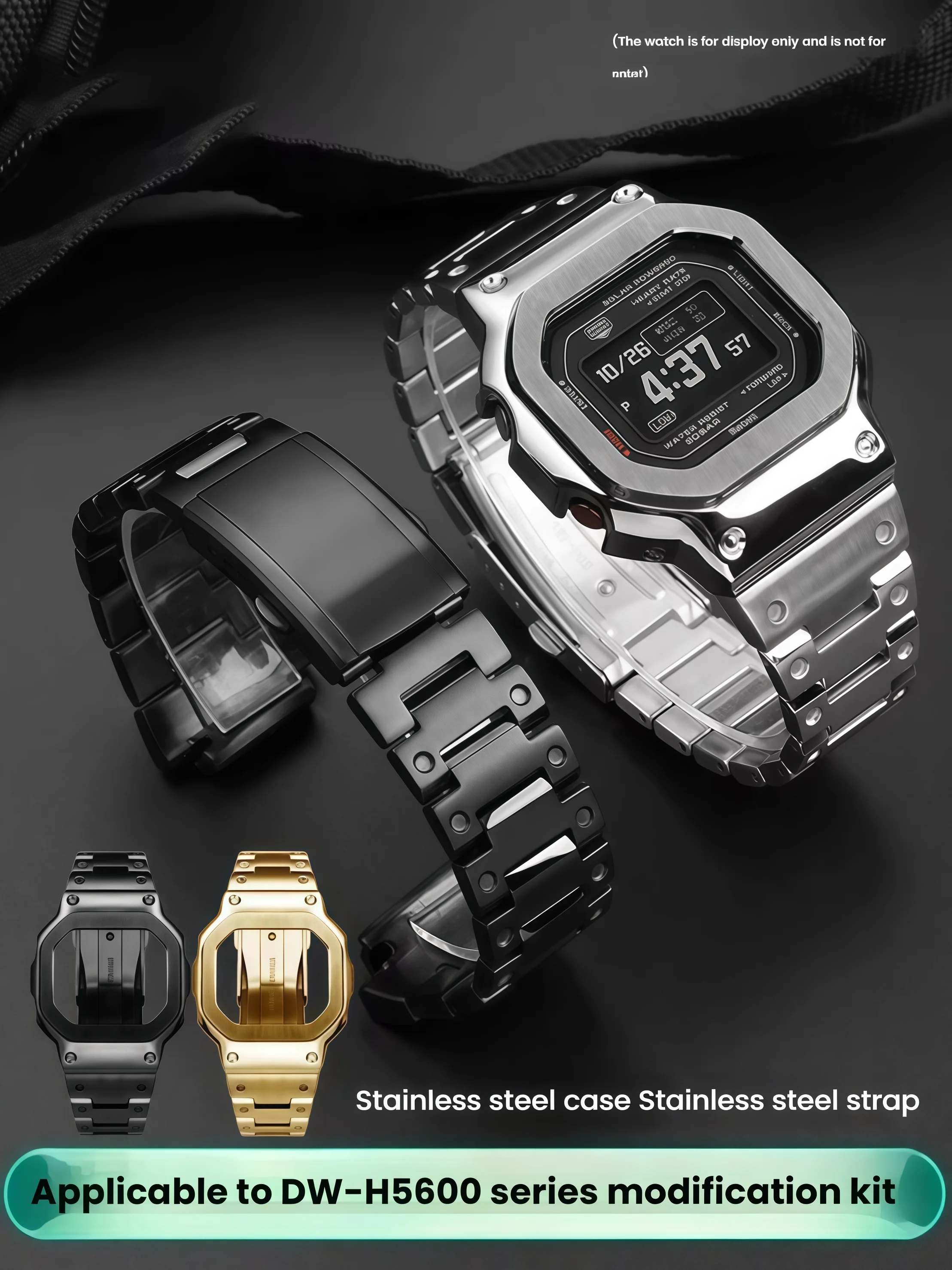 Edelstahl-Set für Casio DW-H5600 Armbandgehäuse Metalllünette 3-Farben Silber Gold Schwarz G-Quadrat H5600 Refit Zubehör Herren Image
